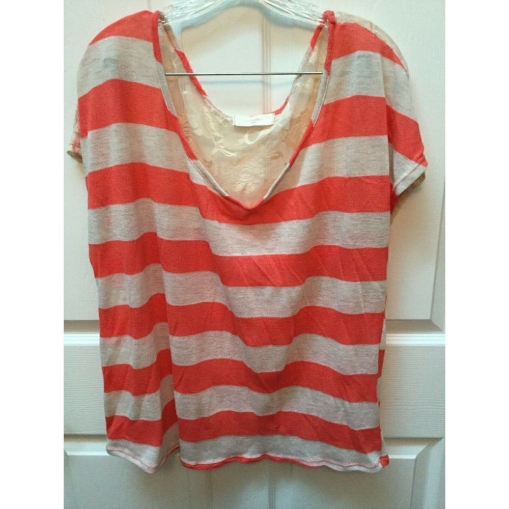womens BLUSHED  orange striped  plus size top 2XL